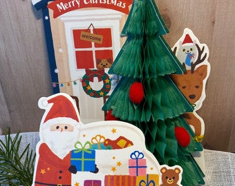 Christmas Tree and Santa Clause, Pop up Card, 3D Card, Pop up Christmas Card, Merry Christmas Card, Holiday Card, Greeting Card