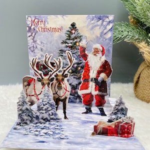 Salut Jolly Santa, cartes de Noël 3D, carte de Noël Pop Up