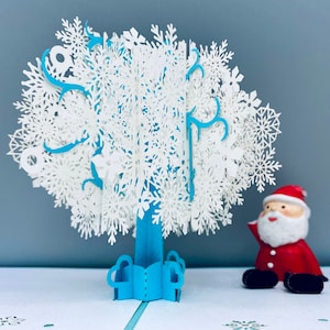 Arbre de flocons de neige, Carte de Noël pop-up, Carte de Noël 3D, Carte de vœux, Carte de toute occasion
