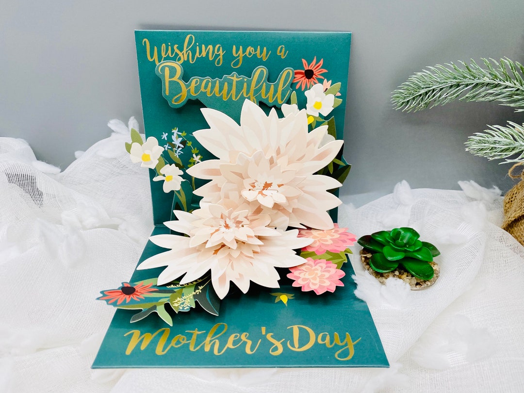 Flower Card, Pop up Card, 3D Card, Greeting Card, Mothers Day Card ...