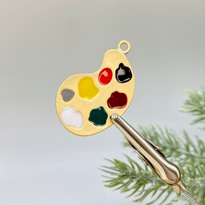 Oxidized Painter's Palette with Enamel Colors Charm main image 1