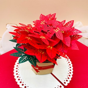 Carte pop-up de Noël poinsettia, carte de Noël 3D, carte de voeux, carte pour toutes les occasions