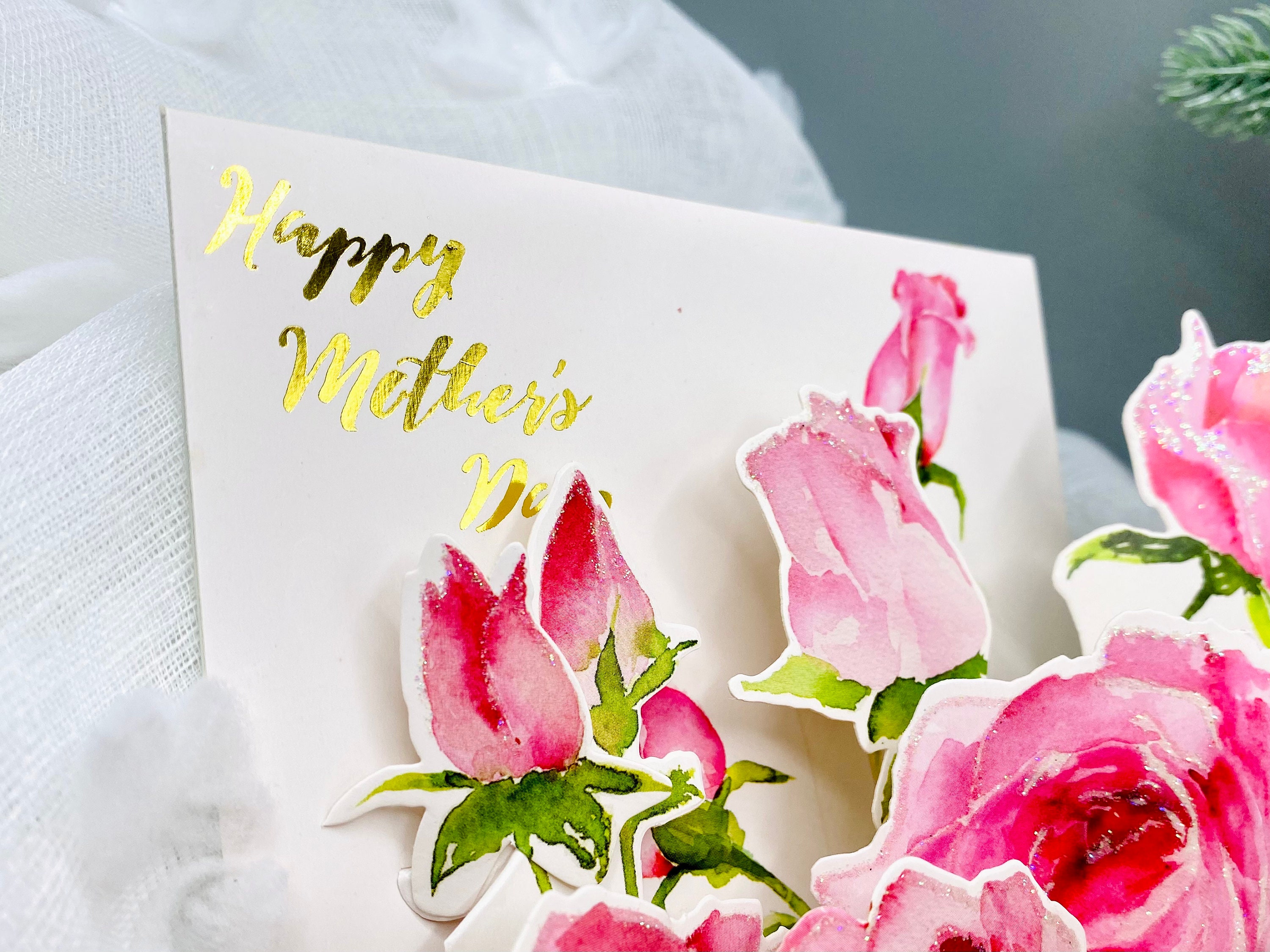 Roses for Mom Flower Card Pop up Card 3D Card Greeting | Etsy