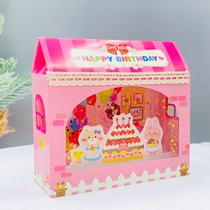 Les animaux apparaissent cartes d’anniversaire, Pop Up Birthday Card, Carte d’anniversaire 3D, Pop up Cards Anniversaire, Carte d’anniversaire, Feuille d’or, Birthday Party Card
