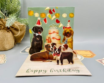 Dogs pop up birthday cards, Pop Up Birthday Card, 3D Birthday Card, Pop up Cards Birthday, Birthday Card, Greeting Card, Card for dog lovers