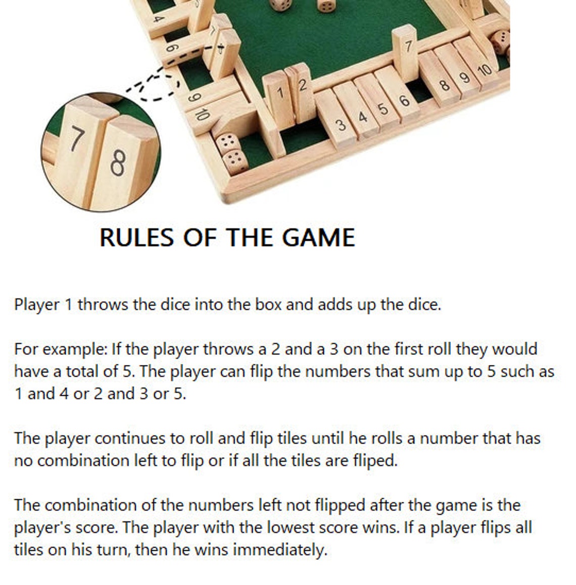 Shut The Box Printable Instructions