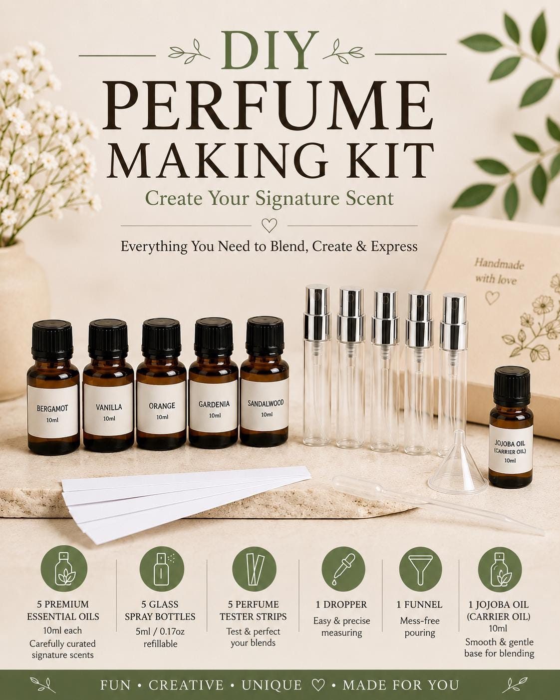 DIY Perfume Signature Scent Essential Oil Blending Fragrance Making Women Men Self Care Craft Beginner Perfume Kit Handmade Gift