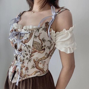 Chaleco renacentista para mujer, disfraz de Cosplay Medieval de Halloween,  Top de corsé Vintage con cordones, talla grande