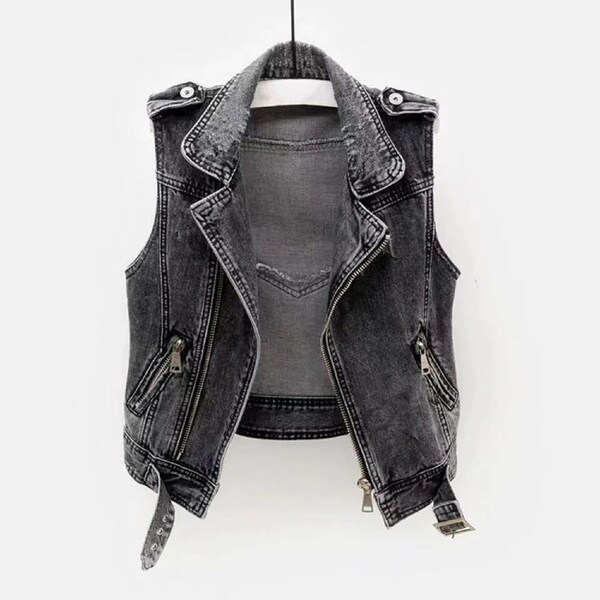 Vintage v-neck jean jacket
 for ladies
