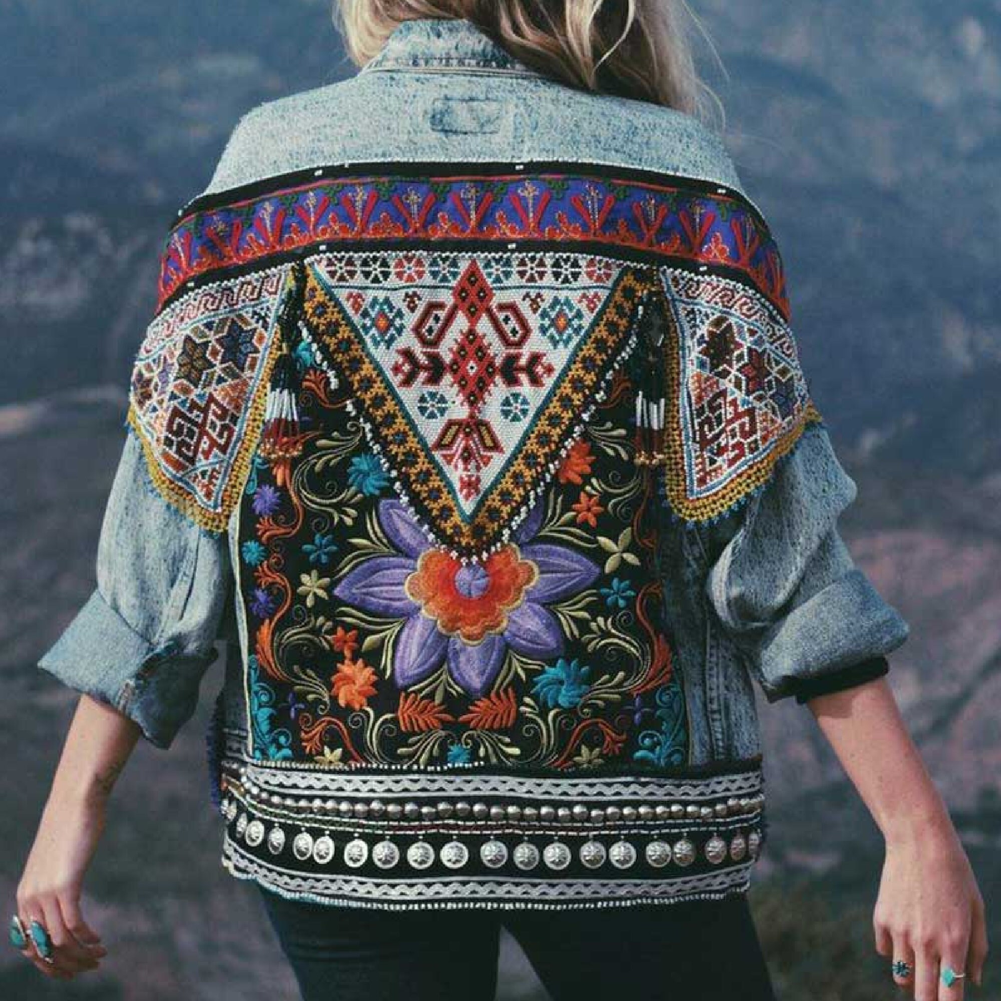 Ethnic Embroidery Cardigan Folklore Cardigan Aztec Jacket Blue - Etsy