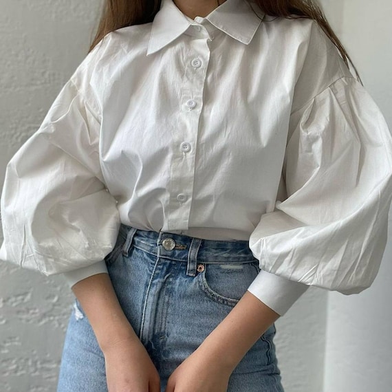 Witte blouse blouse met piratenhemd - Etsy België