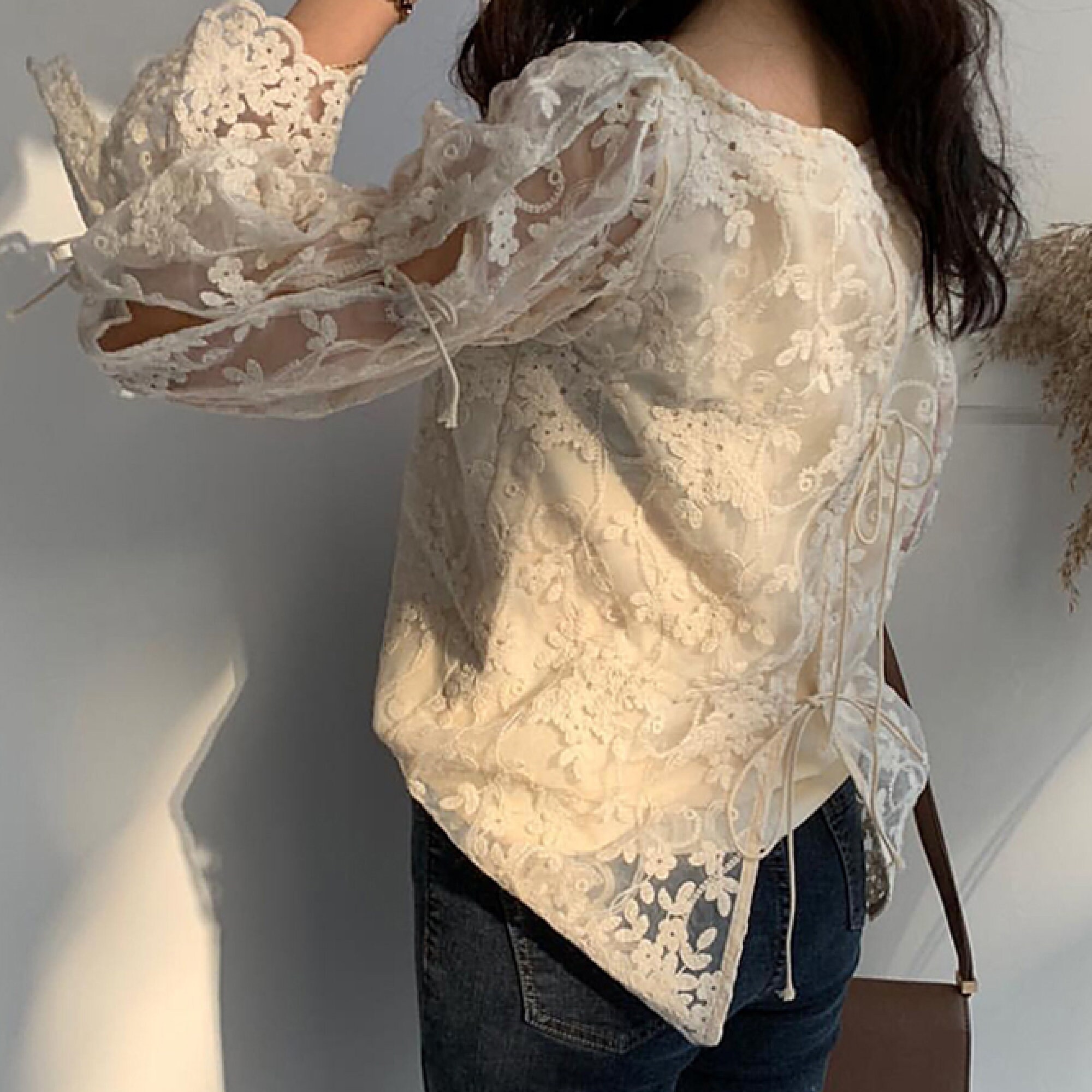 Embroidery Lace Blouse Peasant Victorial Women Shirt Floral Etsy Canada