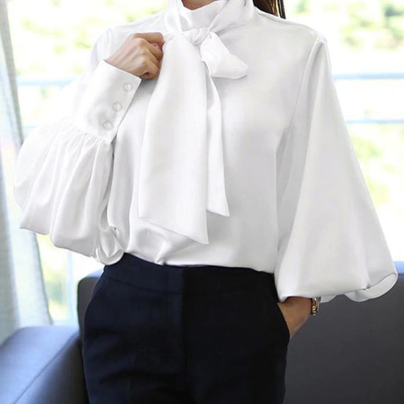 Women Blouse White Tunic Tops Autumn 