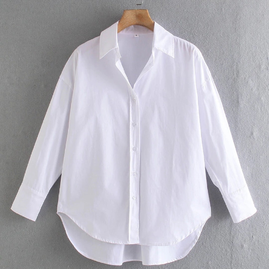 White Withered England Style Office Lady Simple Fashion Poplin - Etsy