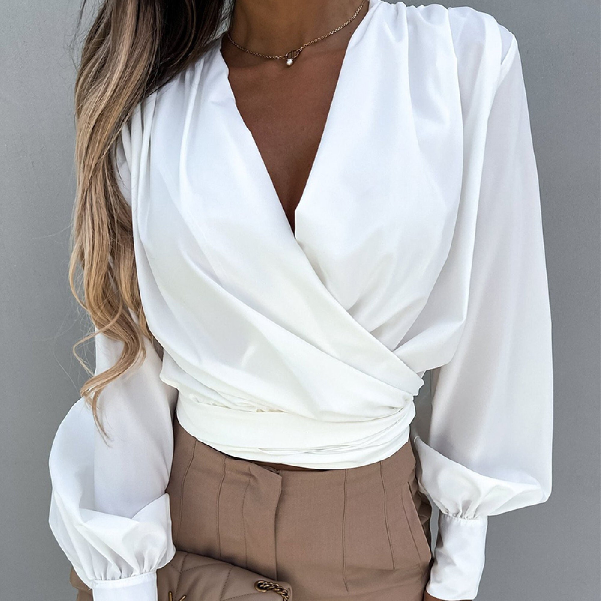 v neck wrap blouse