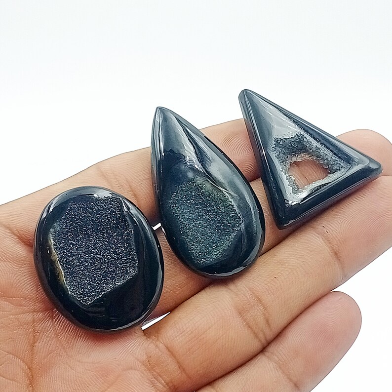 Black Geode Sugar Druzy Natural High Polished Handmade Gemstone For Making Jewelry