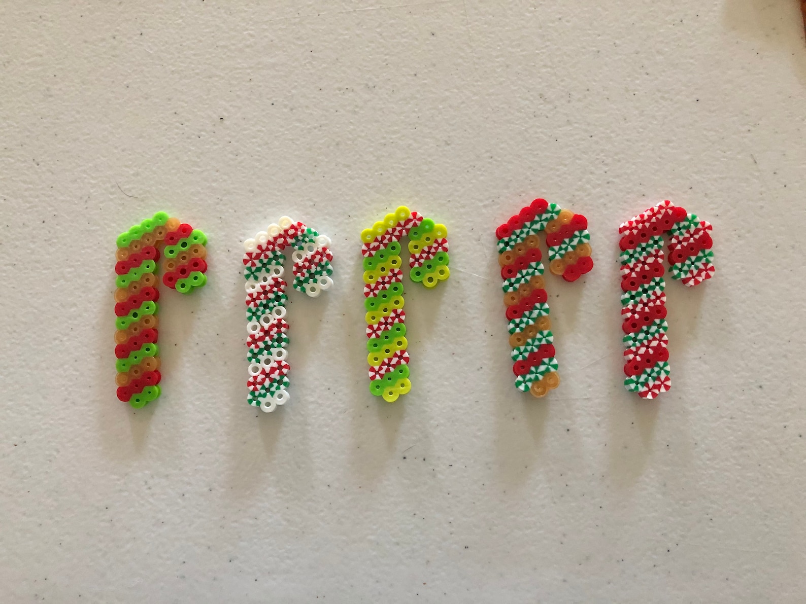 Perler Bead Candy Cane Ornament Set Etsy