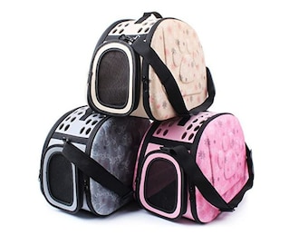 Cute Foldable Pet Dog/Cat Carrier, Collapsible Travel Kennel