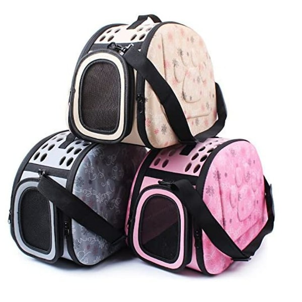 Cute Foldable Pet Dog/Cat Carrier, Collapsible Travel Kennel