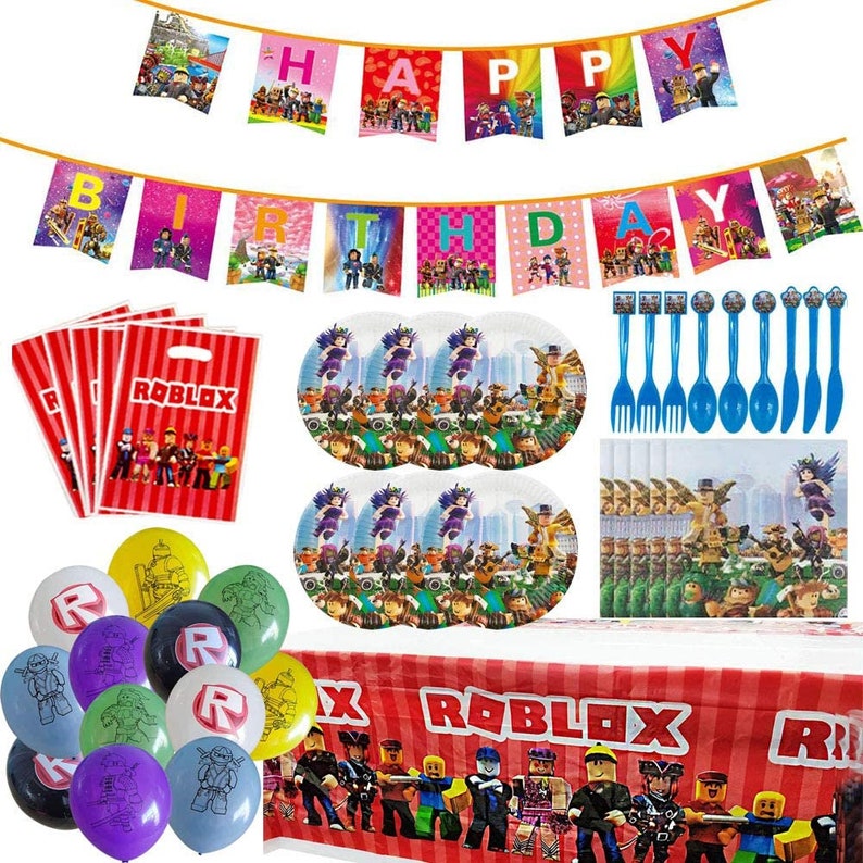 ROBLOX GAME Birthday Plates Flags Tableware Tablecover Party Etsy