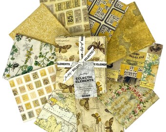 Tim Holtz Yellow Palette FQ Bundle 10pcs. FreeSpirit Fabrics
