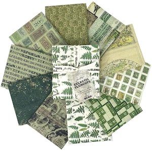 Tim Holtz Green Palette FQ Bundle 10pcs. FreeSpirit Fabrics
