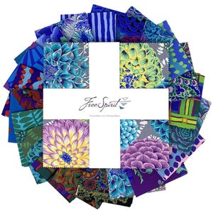 Kaffe Fassett 10&quot; Charm Pack August 2022 Cool 42pc FreeSpirit Fabrics