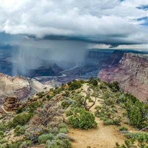 Rain Storm in Grand Canyon National Park, Arizona -- Photography Print, The Great Outdoors, Panorama, Wall Decor, Home Decor, Wall Art