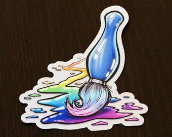 Colorful Rainbow Paint Brush Sticker -- Art, Artist, Creative, Vinyl, Laptop Sticker, Notebook Decal, Phone Decoration, Water Bottle Sticker
