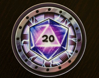 D20 Arc Reactor Parody Sticker - D20, DnD, Powerful, Role Critical Success, Gaming, RPG, Laptop Stickers, Notebook, Water Bottle, Phone