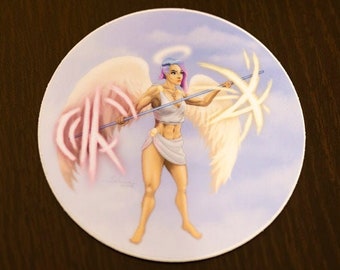Angel Warrior Sticker – Heaven, Art, Images, Cartoon, Woman, Wings, Laptop Sticker, Notebook Decal, Phone Decoration, Water Bottle Sticker