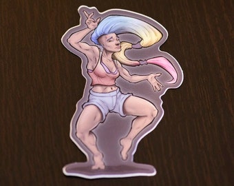 Woman Dancing Sticker - Dance, Party, Art, Cartoon, Celebrate, Laptop Stickers, Notebook Decals, Phone Decorations, Water Bottle Sticker
