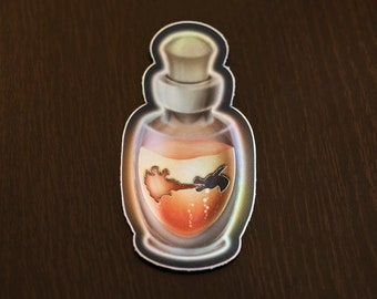 Potion of Dragon’s Breath Holographic Sticker -- Art, DnD, Magical, Fantasy, Artwork, Laptop, Notebook Decal, Phone Decoration, Water Bottle
