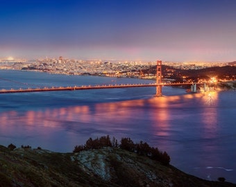 Large Panorama of the Golden Gate Bridge and San Francisco Bay (up to 2.5 x 7.5 ft) -- Photography Print, Wall Decor, Home Decor, Wall Art