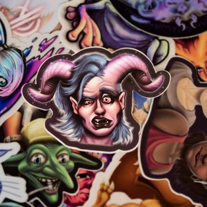 Tiefling Woman Sticker -- Art, DnD, Magical, Illustration, Fantasy, Laptop Stickers, Notebook Decal, Phone Decoration, Water Bottle image 3