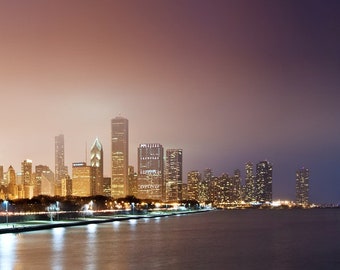 Photograph of the Chicago Skyline Along Lake Michigan -- Photography Print, Panorama, Wall Decor, Home Decor, Wall Art, Room Decor, Print