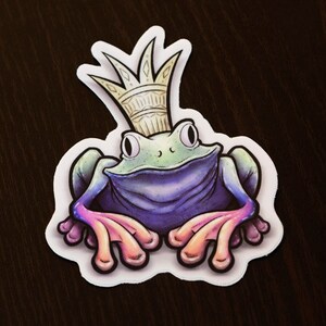 Frog Prince Sticker -- Art, Fairy Tale, Animal, Cartoon, Artwork, Cute, Laptop Sticker, Notebook Decal, Phone Decoration, Water Bottle Decal