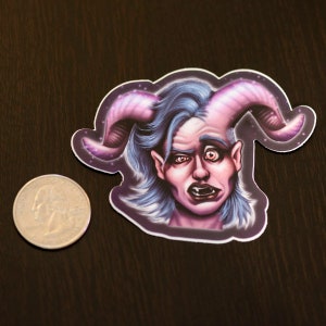 Tiefling Woman Sticker -- Art, DnD, Magical, Illustration, Fantasy, Laptop Stickers, Notebook Decal, Phone Decoration, Water Bottle image 2