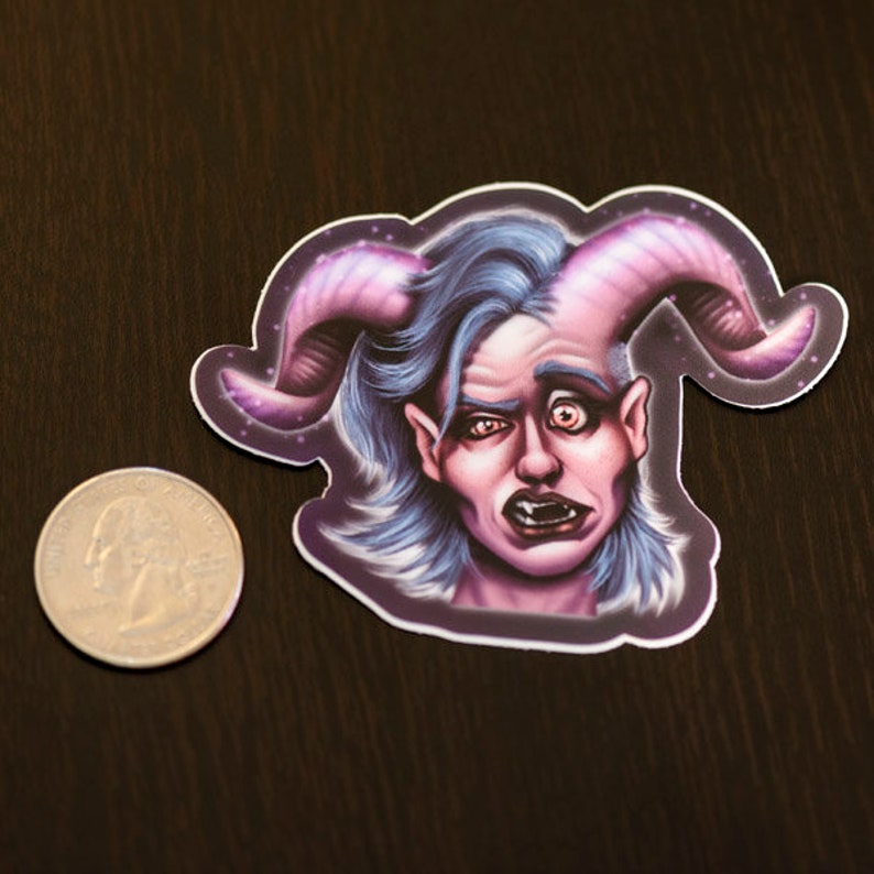 Tiefling Woman Sticker -- Art, DnD, Magical, Illustration, Fantasy, Laptop Stickers, Notebook Decal, Phone Decoration, Water Bottle image 2