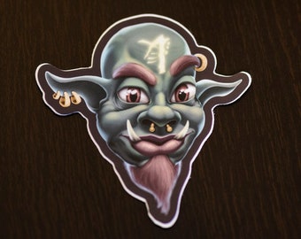Orc Mage Sticker -- Magical, Fantasy, DnD, Art, Illustration, Artwork, Laptop Stickers, Notebook Decal, Phone Decoration, Water Bottle Decal