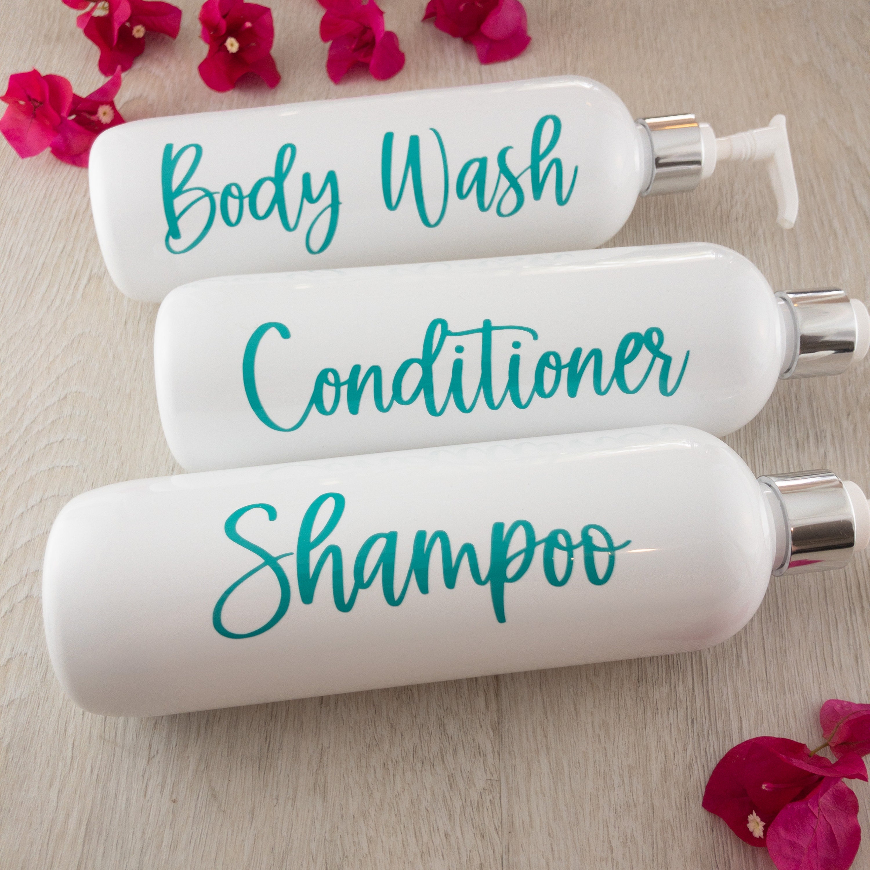 Turquoise Bathroom Bottles Custom Labels Tall or Short Etsy