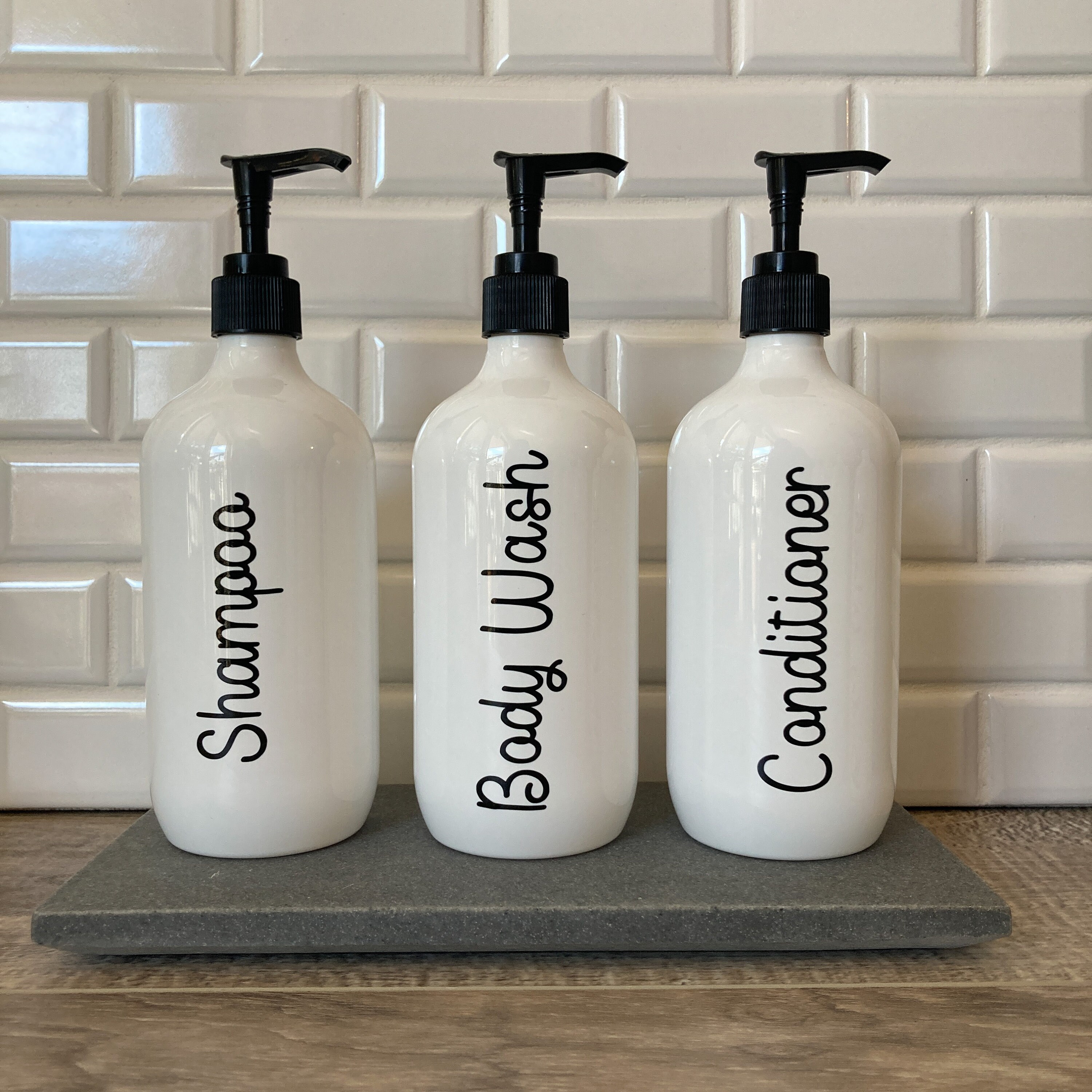 Reusable bathroom bottles with custom labels 500ml Short Etsy