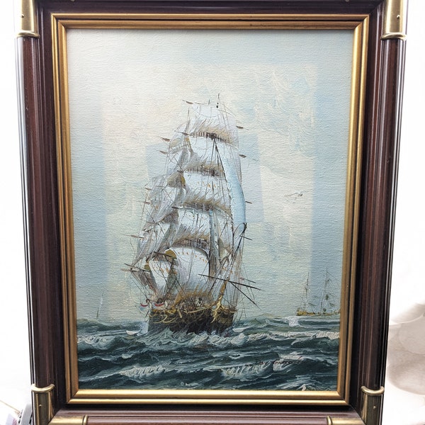 Beautiful Sailing Ship Painting. Oil on Canvas by Talented Artist Don Greenlee, Scottish artist. 20" x 16"