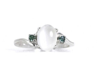Genuine Moonstone Alexandrite Ring, White Moonstone Ring, Color Change Russian Alexandrite Ring, June Birthstone Ring