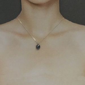 Hematite Anxiety Relief Pendant on Sterling Silver Chain, Silver Hematite Gemstone Necklace