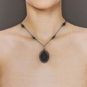 Lava Rock Necklace, Gunmetal Necklace, Lava Stone Beaded Necklace