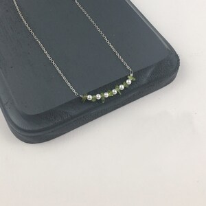 Peridot South Sea Shell Pearl Bar Necklace, August Birthstone Necklace