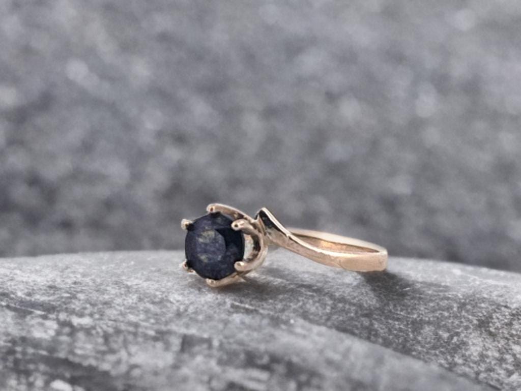 Ultra Rare Faceted Covellite Ring - 14k Gold