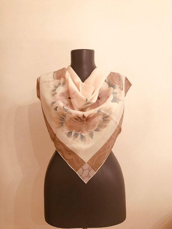 silk head scarf vintage 80s,retro scarf