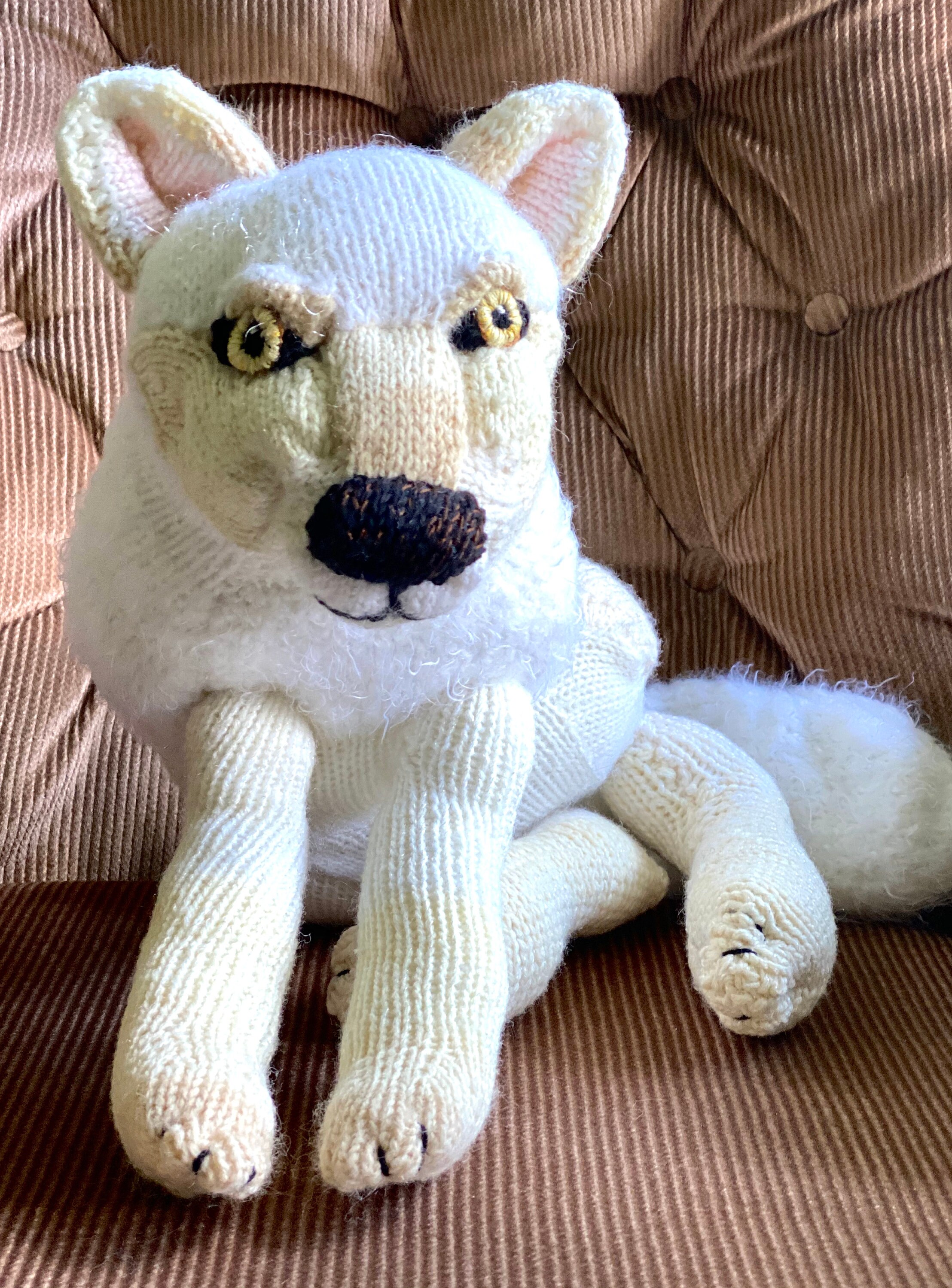 Hand knit white wolf Etsy